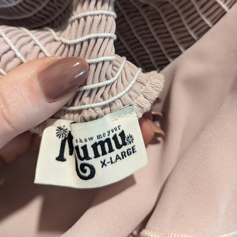 Emma Ruffle Maxi Dress ~ Dusty Blush Crisp Size XL - Picture 8 of 10